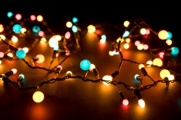 Glowing lights in the dark.